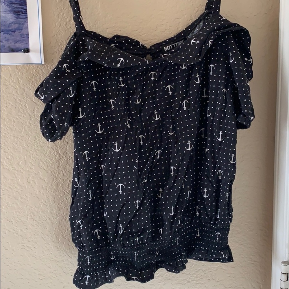 Hot Topic Black off the should anchor shirt